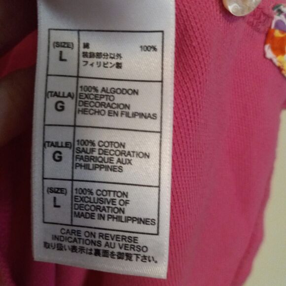 Disney Parks Embroidered Mickey Polo Shirt-Large-Ruffle Trim-Side Vents-Pink - Picture 9 of 10